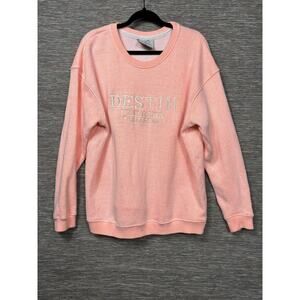 Pacific & Co Sweater Womens XL Pink Destin Florida Beach Terry Crewneck Pullover